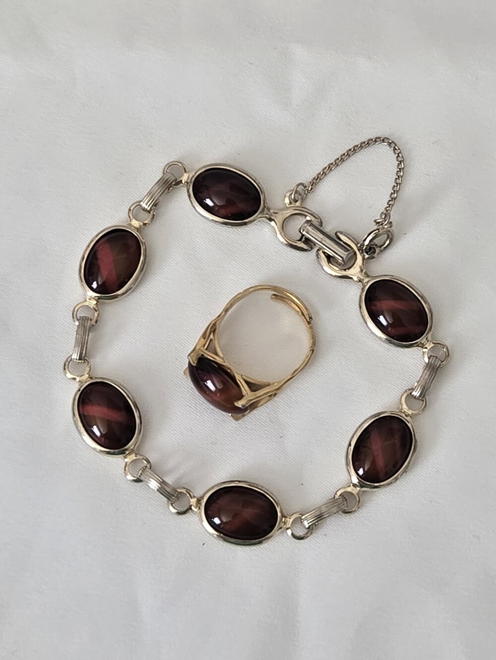 Vintage Sarah Coventry Wood Nymph Bracelet and Matching Adjustable Ring